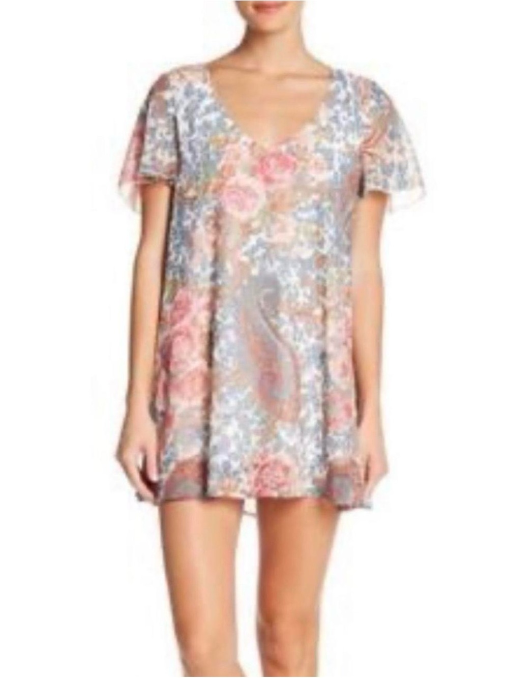 Show Me Your MuMu Paisley Floral Mini Dress - Pink & Gray